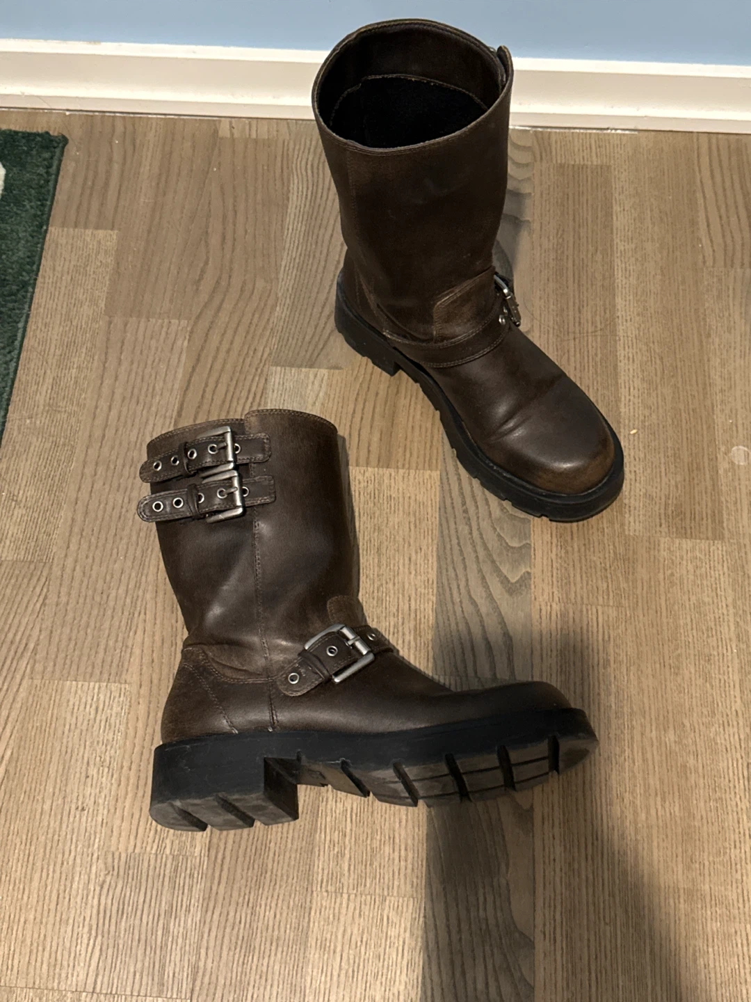 ZARA Brown Real Leather Buckle Moto Boots - photo 2