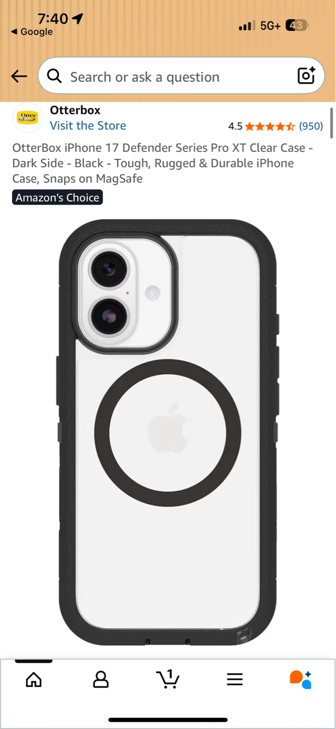 OtterBox iPhone 17 Defender Series Pro XT Case - Dark Side Black