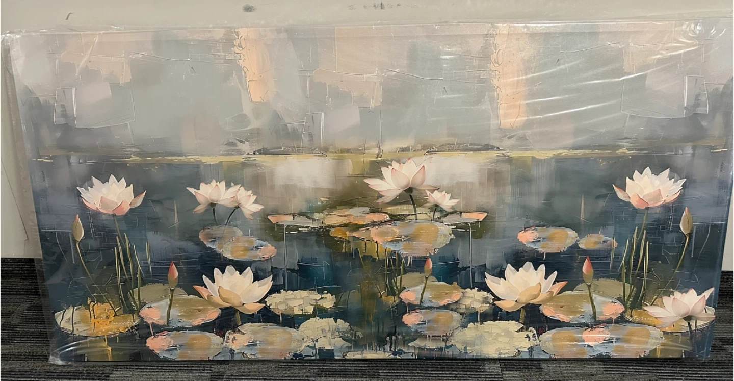 Large 30”x60” Lotus Water Lily Pond Wall Art