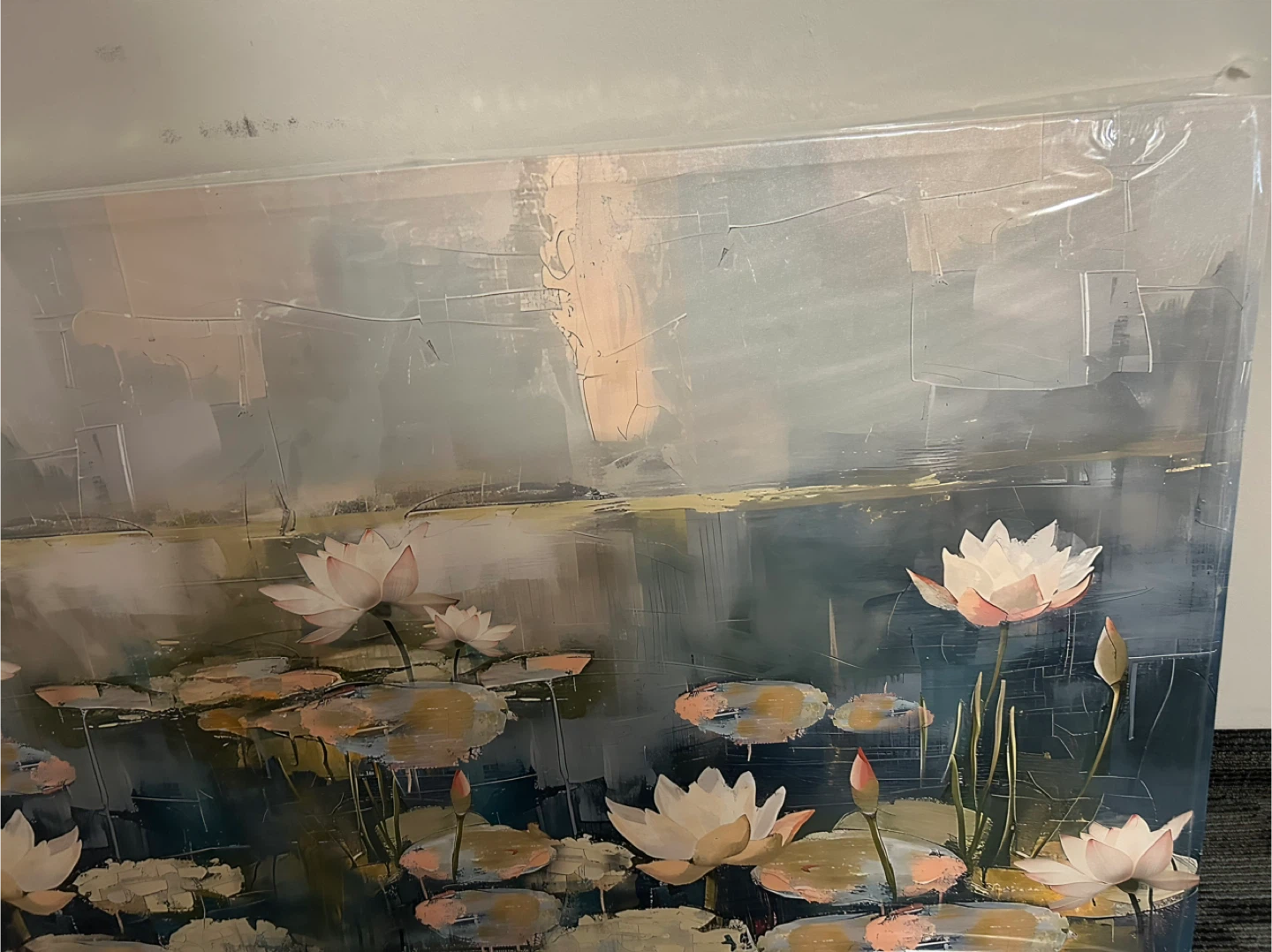 Large 30”x60” Lotus Water Lily Pond Wall Art - photo 3