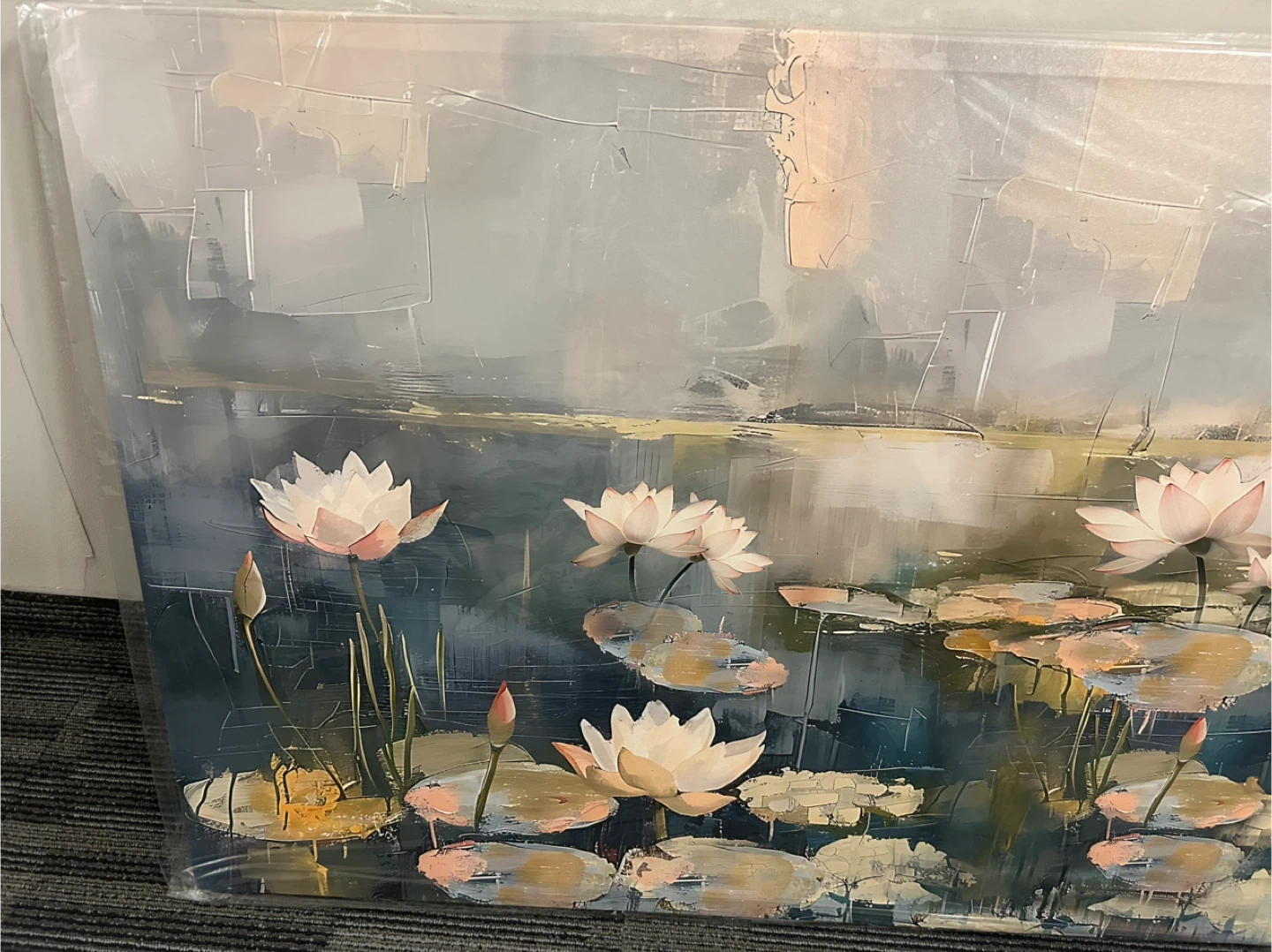 Large 30”x60” Lotus Water Lily Pond Wall Art - photo 2