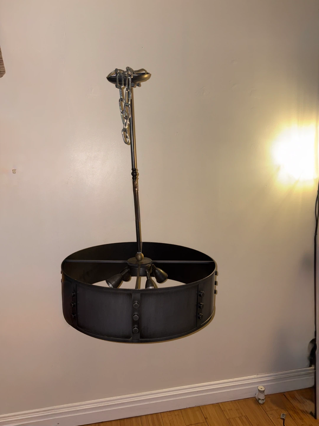 Dark Metal Chandelier with Chain