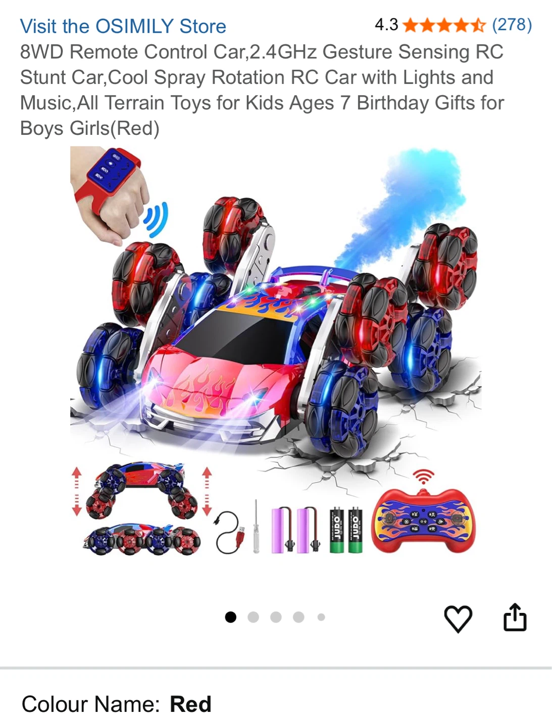 OSIMILY 8WD Remote Control Stunt Car - Red