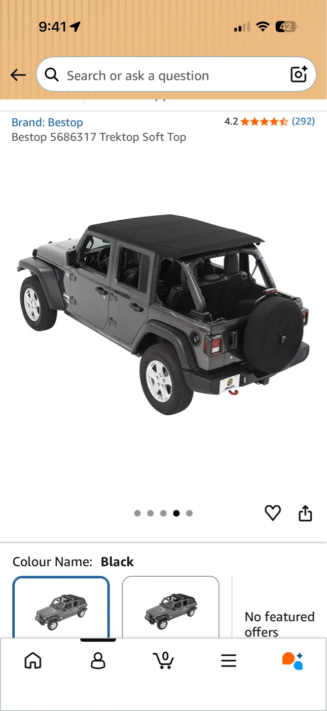 Bestop Trektop Soft Top for 4 Door - 2023 Jeep Wrangler - Black - photo 2