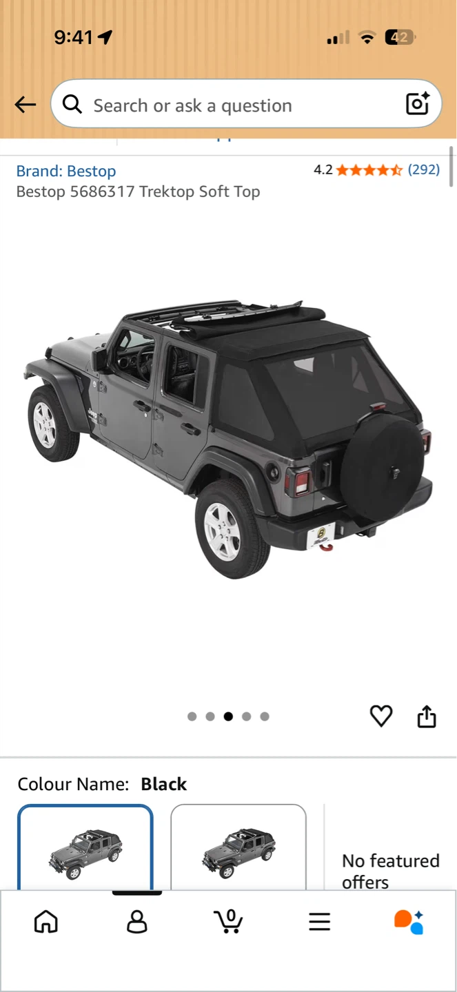 Bestop Trektop Soft Top for 4 Door - 2023 Jeep Wrangler - Black - photo 3