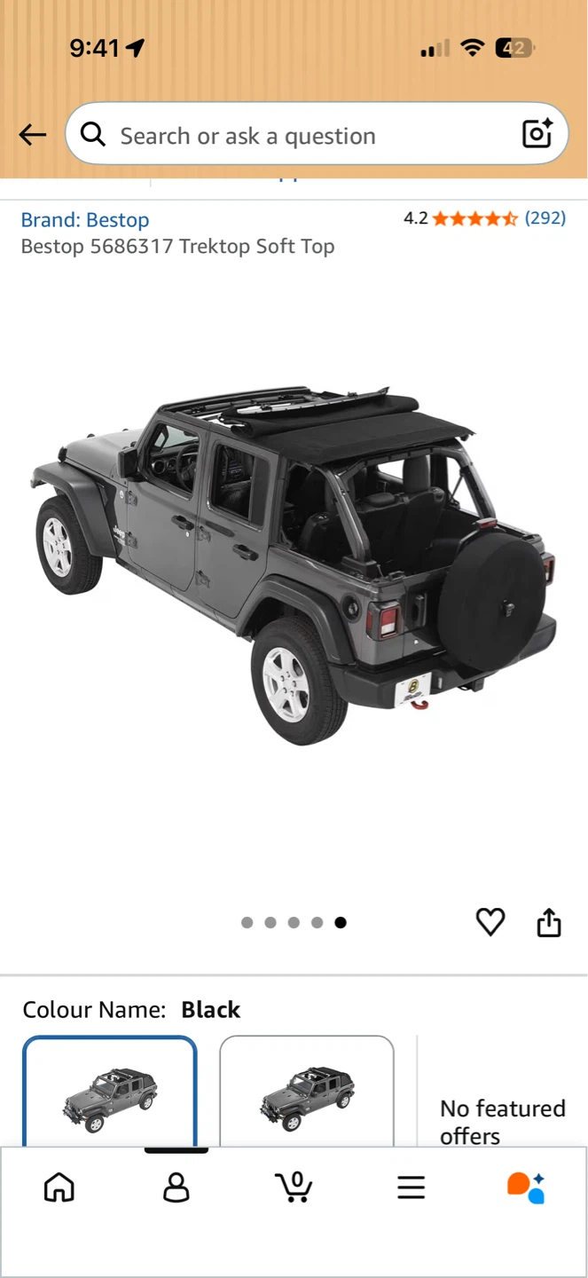 Bestop Trektop Soft Top for 4 Door - 2023 Jeep Wrangler - Black