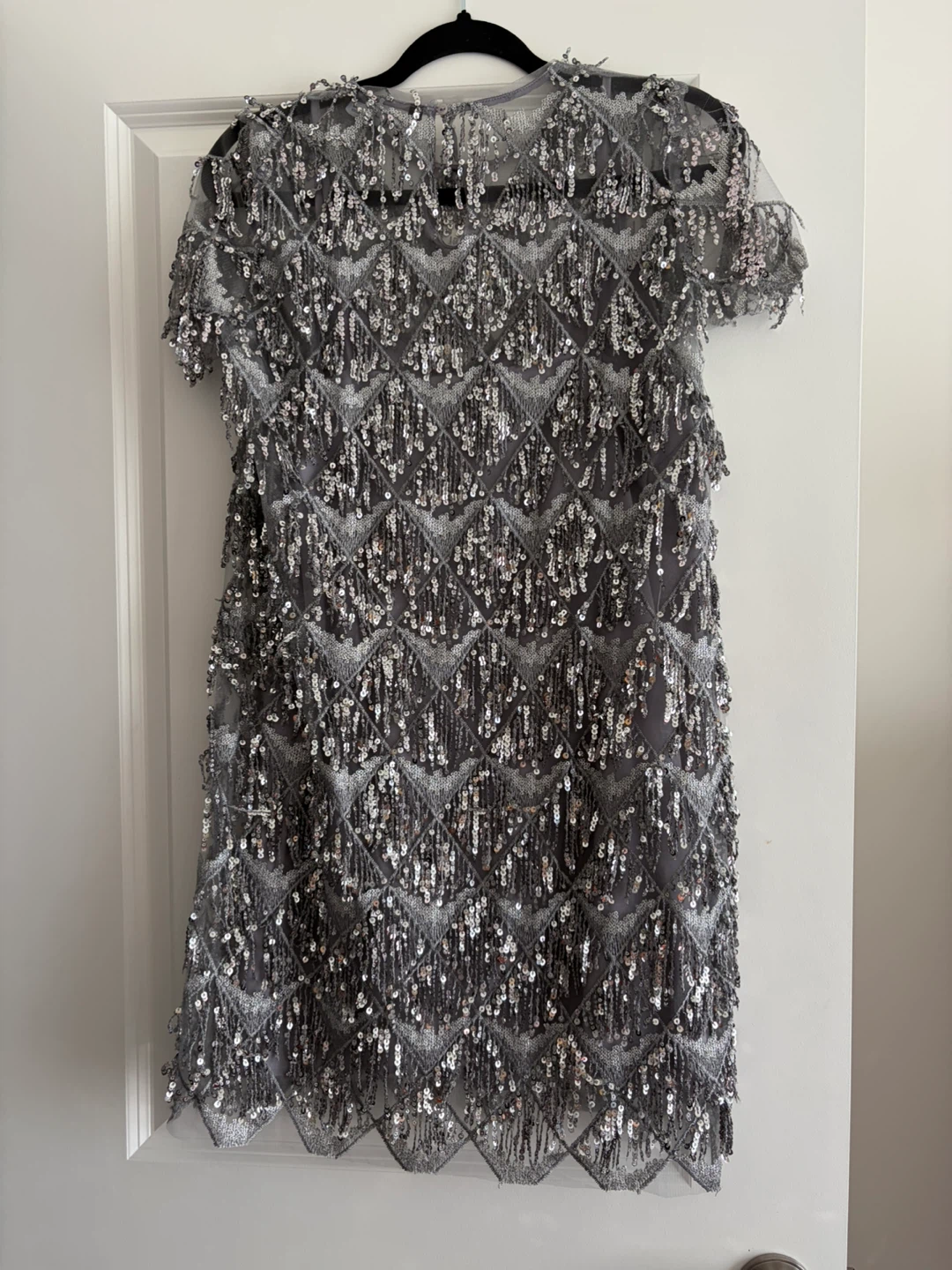 ZARA Grey Sequin Fringe Dress