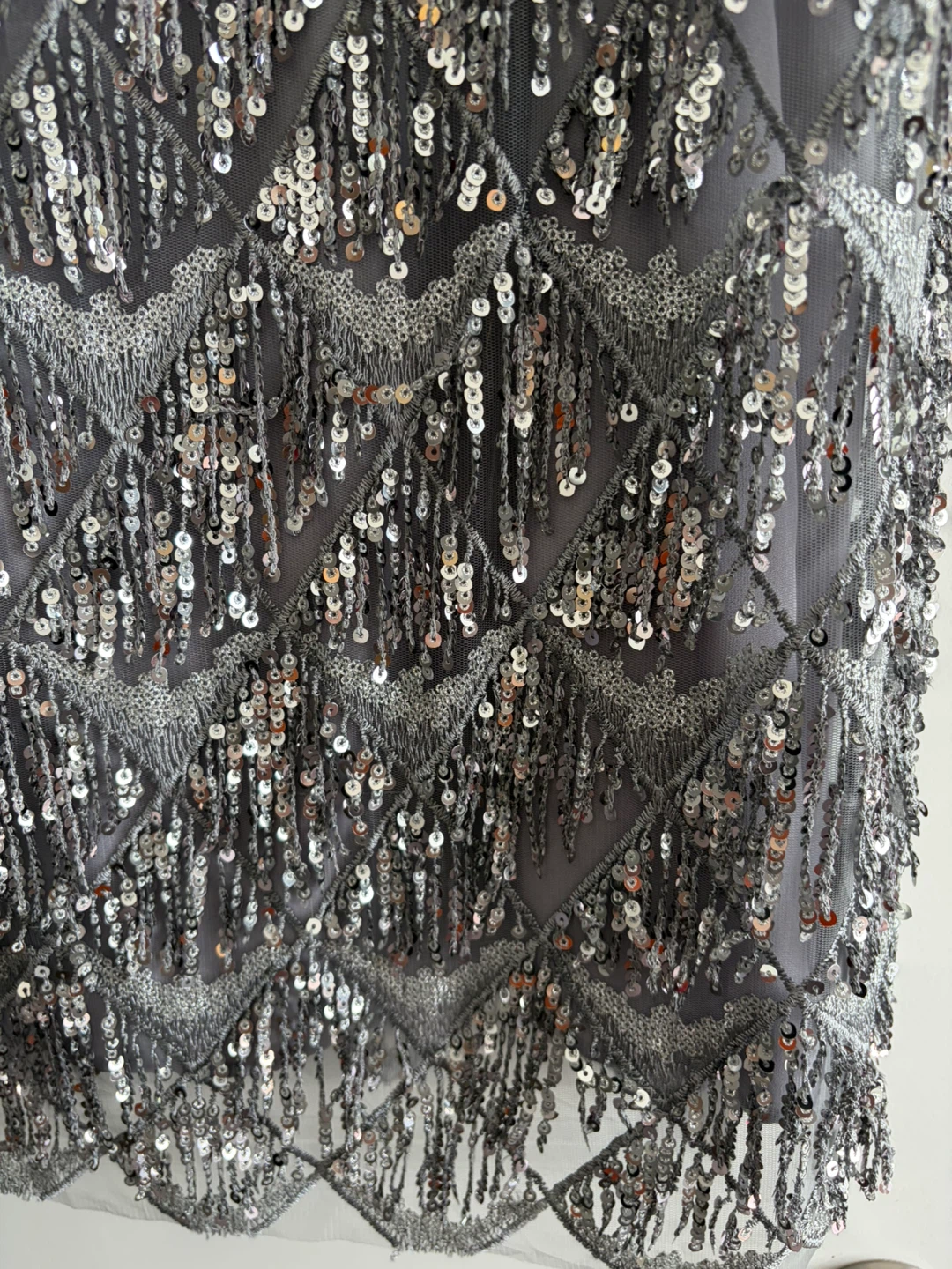 ZARA Grey Sequin Fringe Dress - photo 3