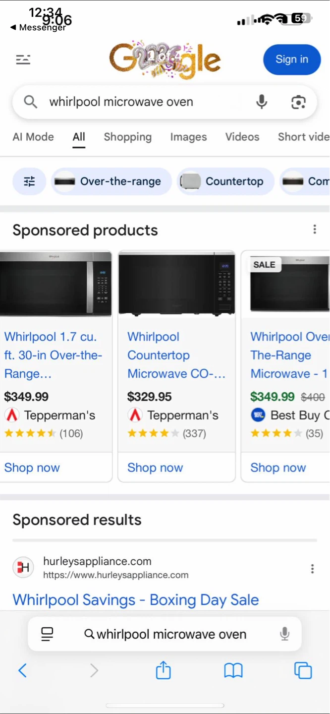 Whirlpool Countertop Microwave Oven