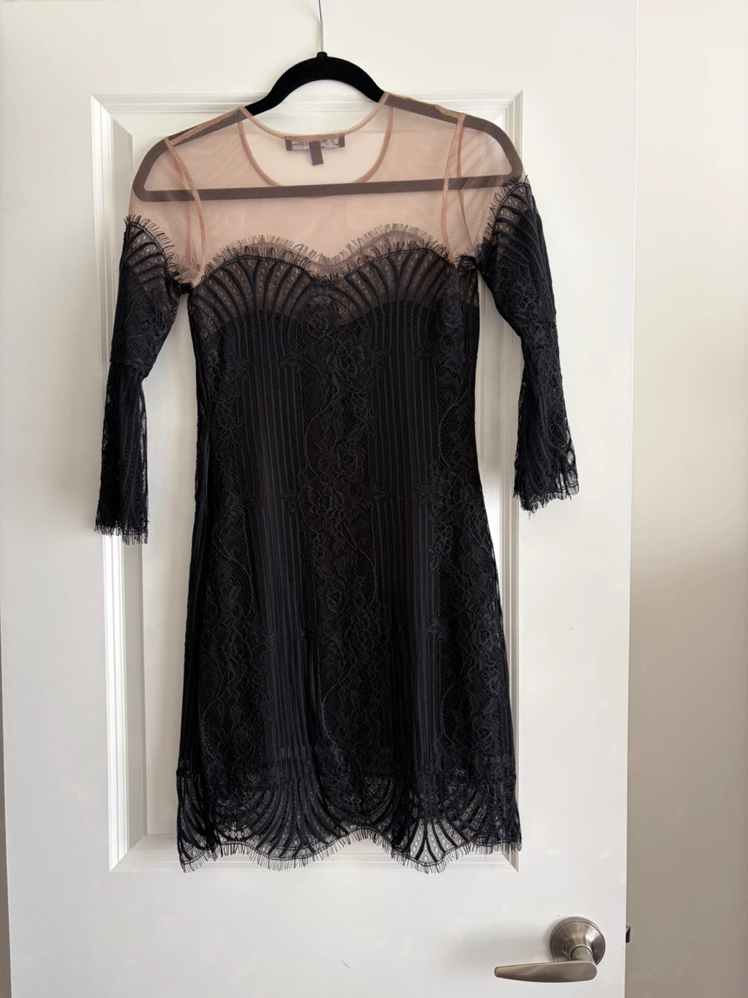 Black Lace Sheer Yoke Dress - photo 2