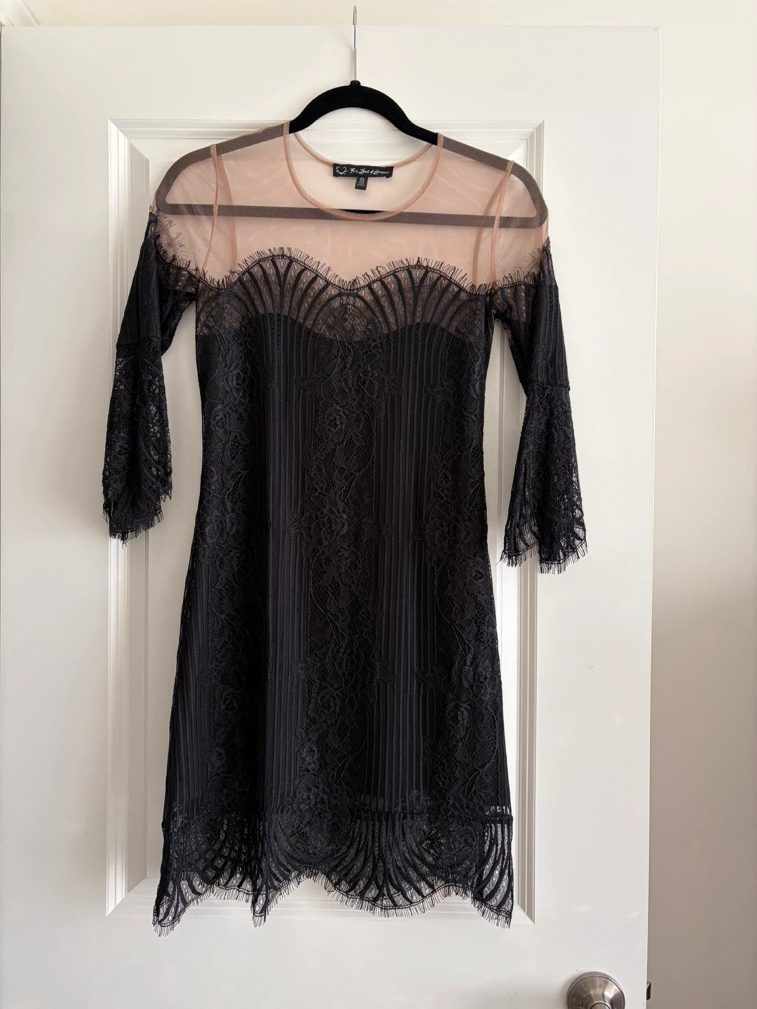 Black Lace Sheer Yoke Dress