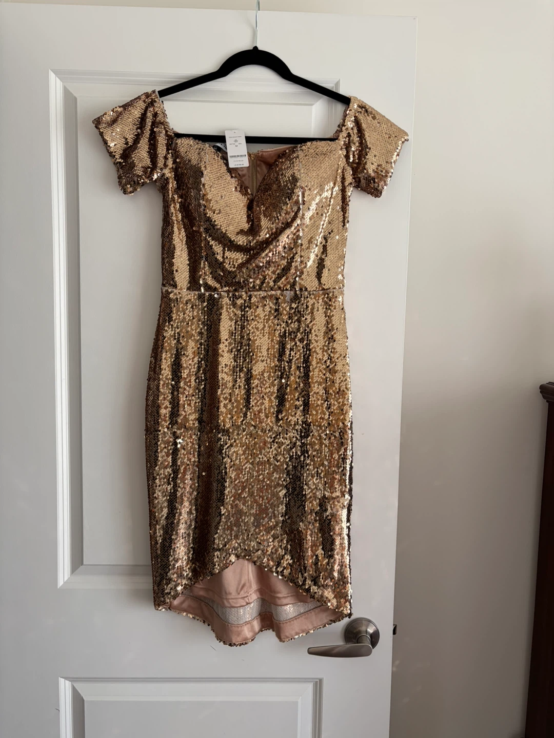 Gold Sequin Off-the-Shoulder Dress - photo 2