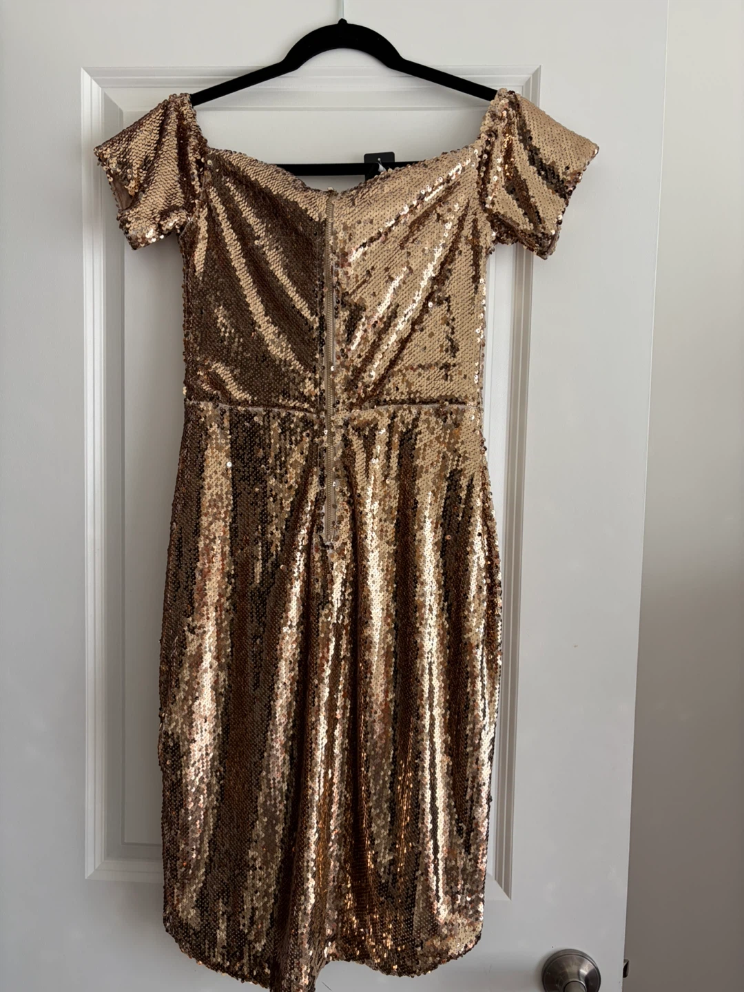 Gold Sequin Off-the-Shoulder Dress - photo 3
