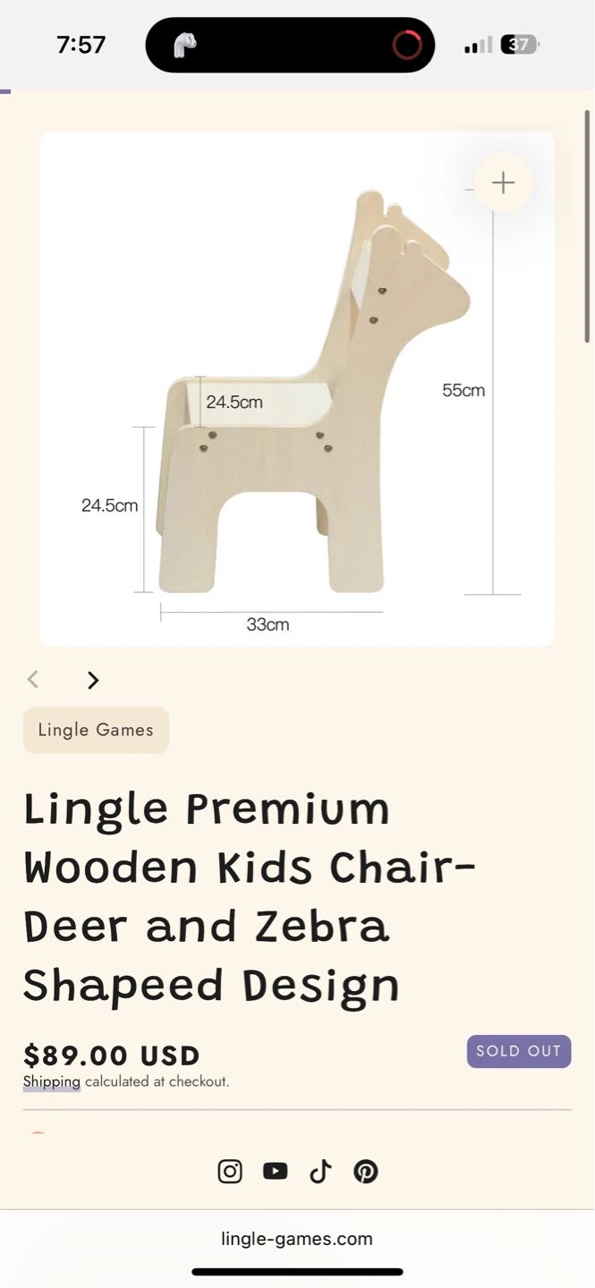 Lingle Premium Wooden Kids Chair - Deer and Zebra Design