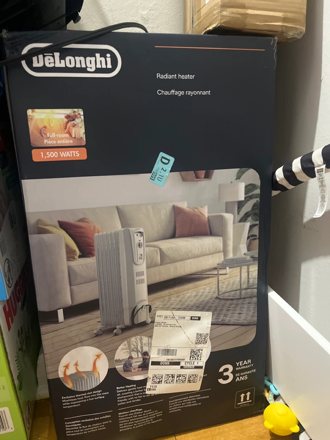 DeLonghi Radiant Heater - Full Room Quiet 1500W - photo 4