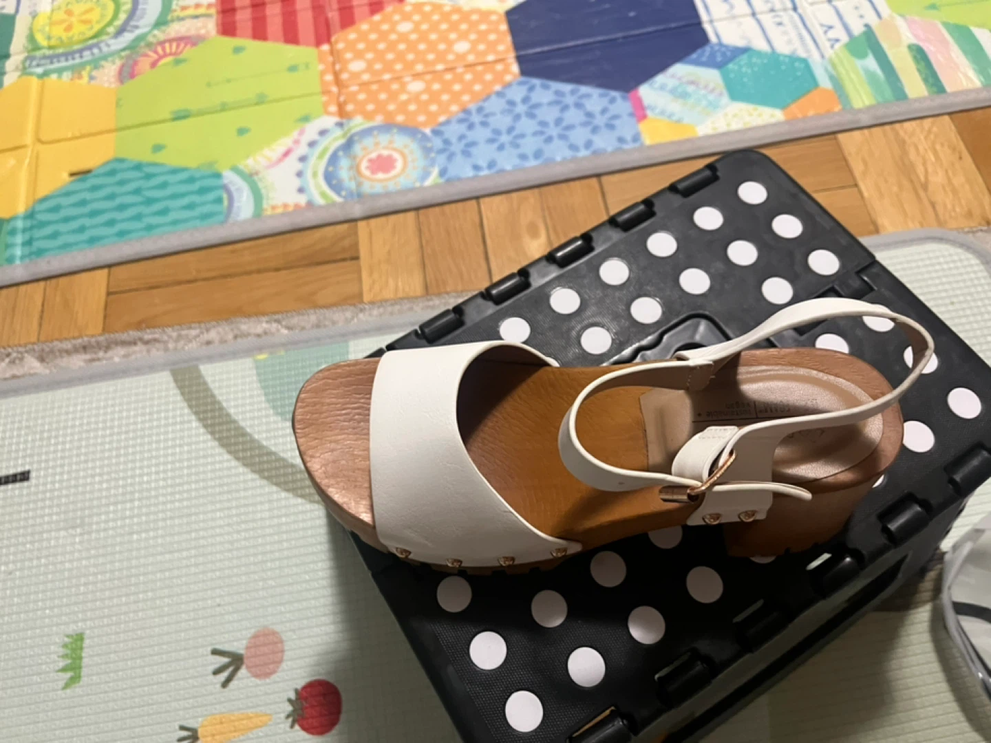 White Leather Platform Block Heel Sandals - photo 2