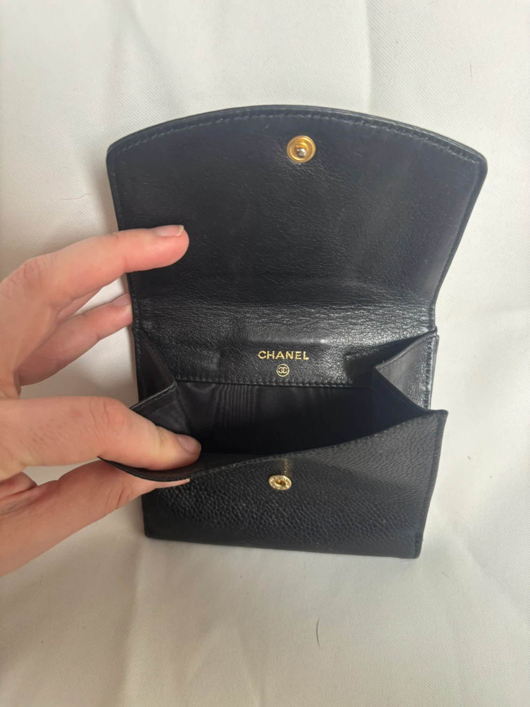 AUTHENTIC Chanel Black Caviar Leather Wallet on Chain - photo 2