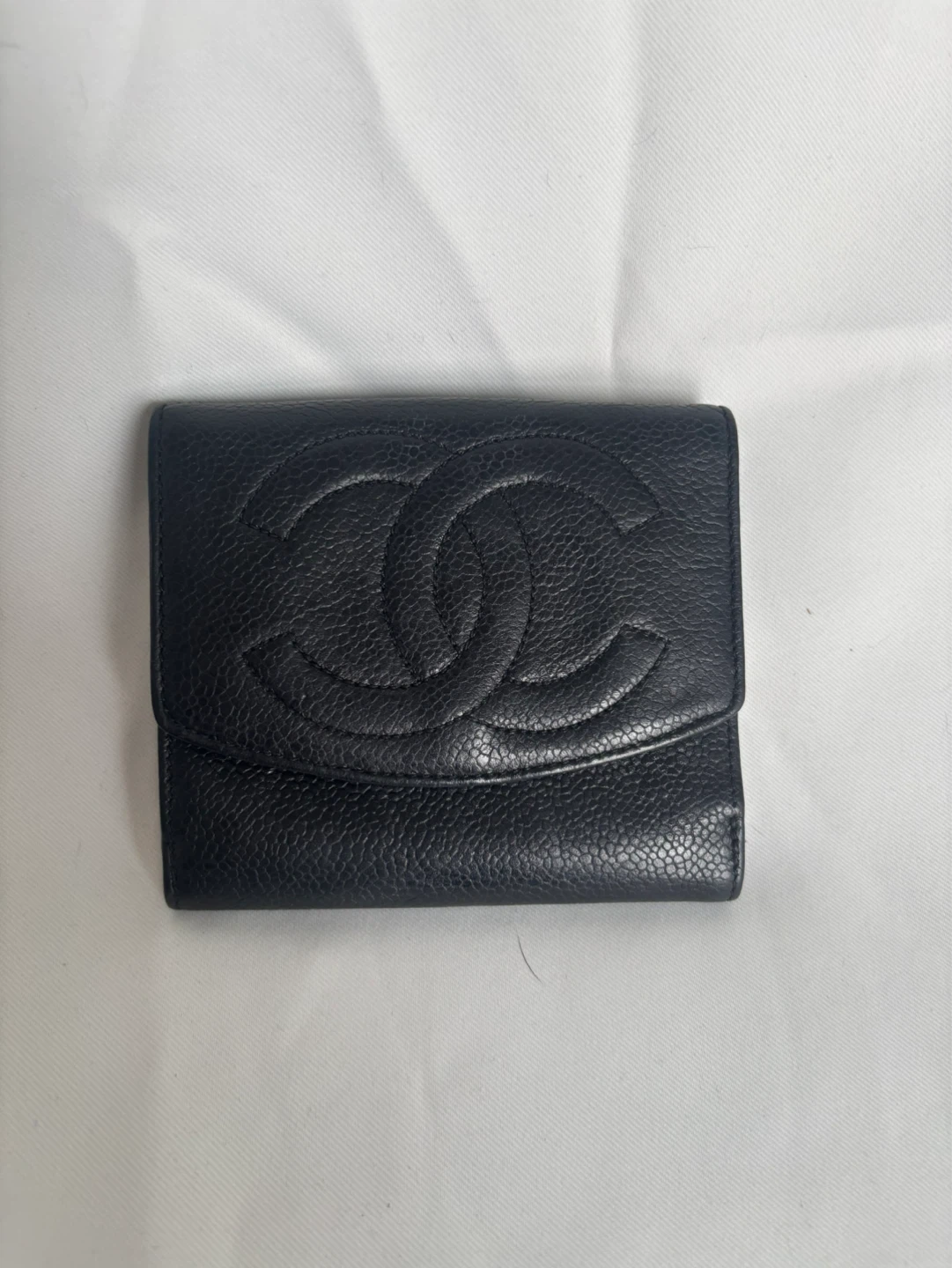 AUTHENTIC Chanel Black Caviar Leather Wallet on Chain
