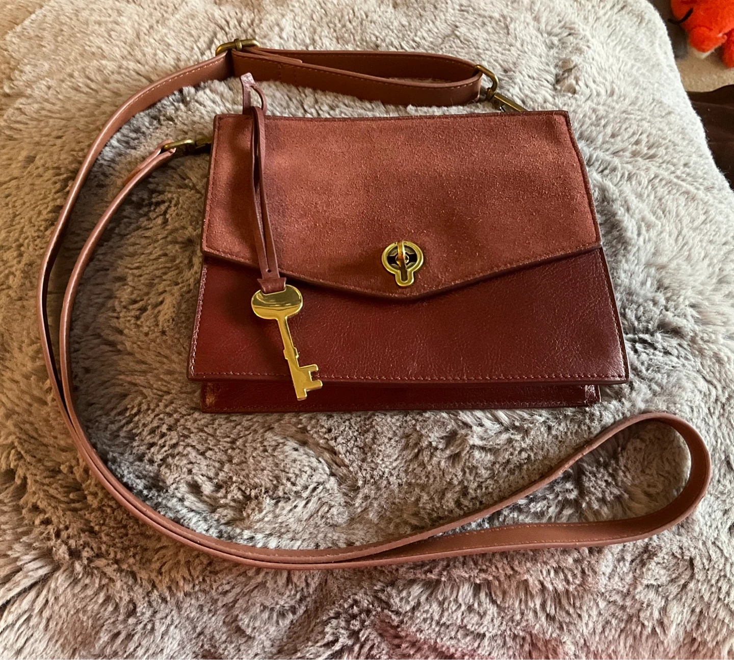 Fossil Leather Crossbody Bag - Brown