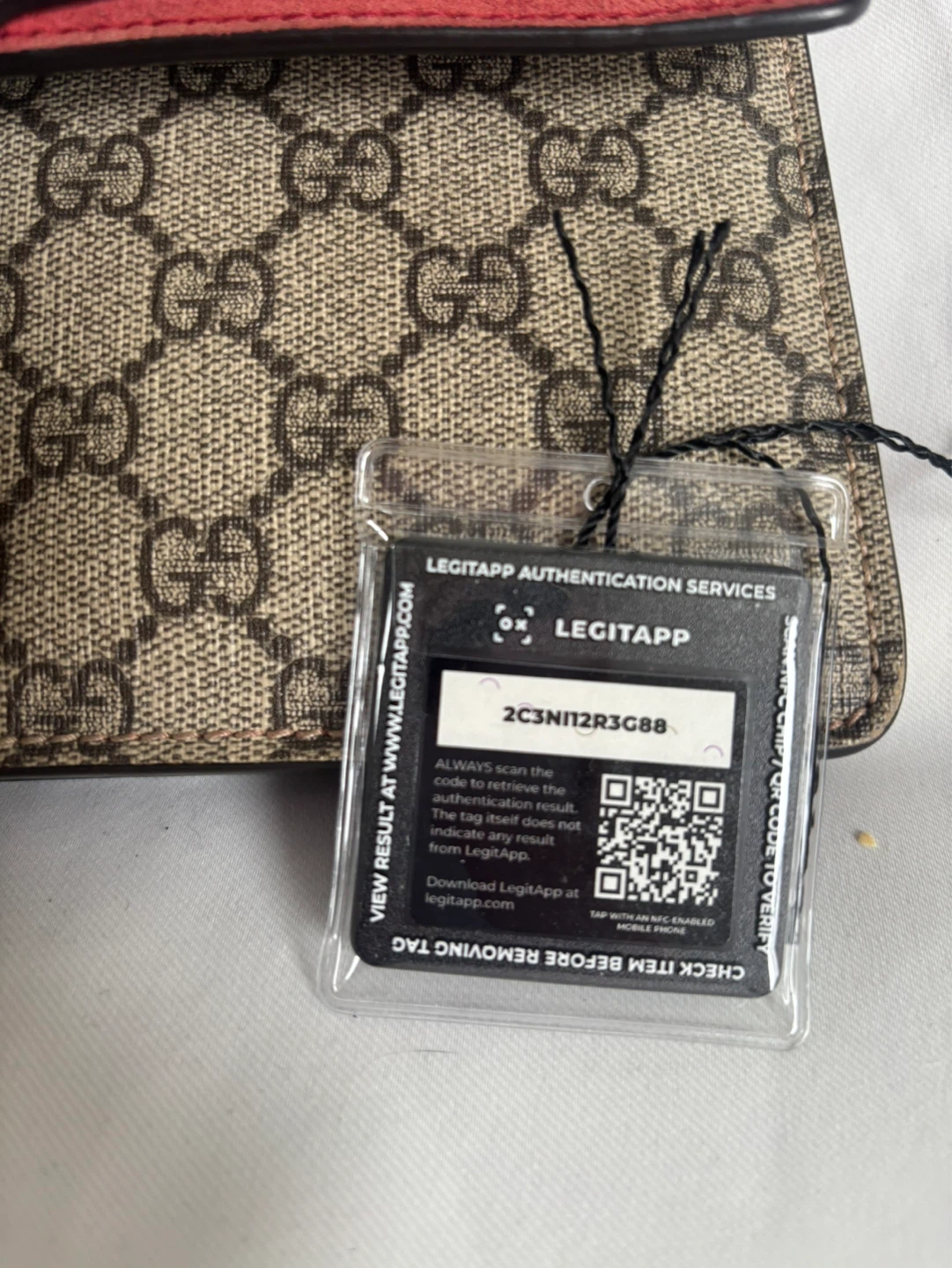 AUTHENTIC Gucci Dionysus GG Supreme Chain Wallet Beige Red - photo 3