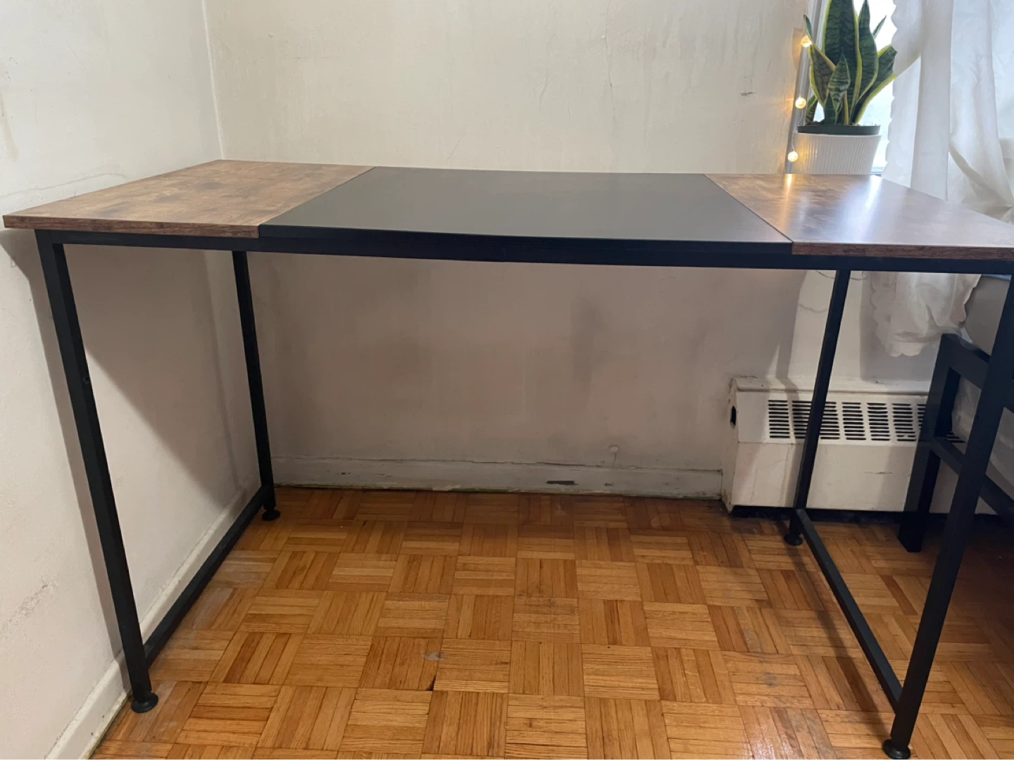 Rustic Wood and Black Metal Desk - photo 2