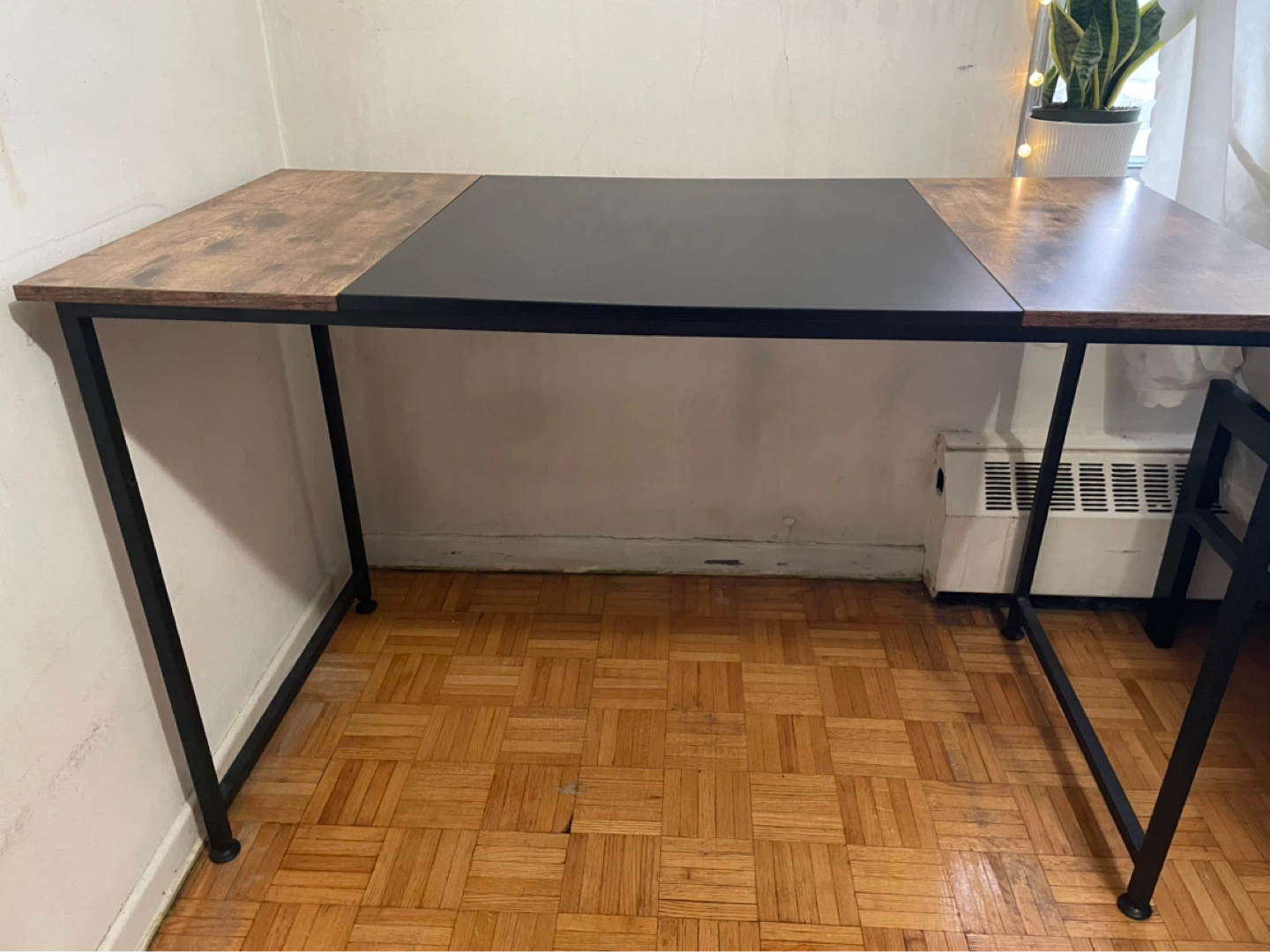 Rustic Wood and Black Metal Desk