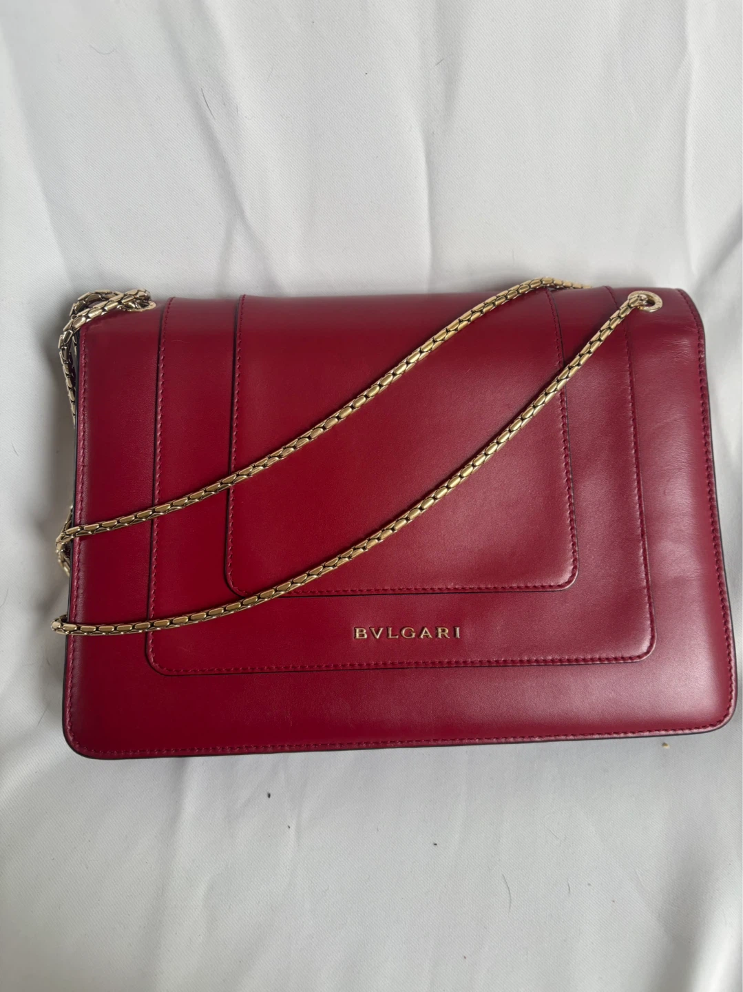 AUTHENTIC BVLGARI Red Leather Serpenti Shoulder Bag - photo 2