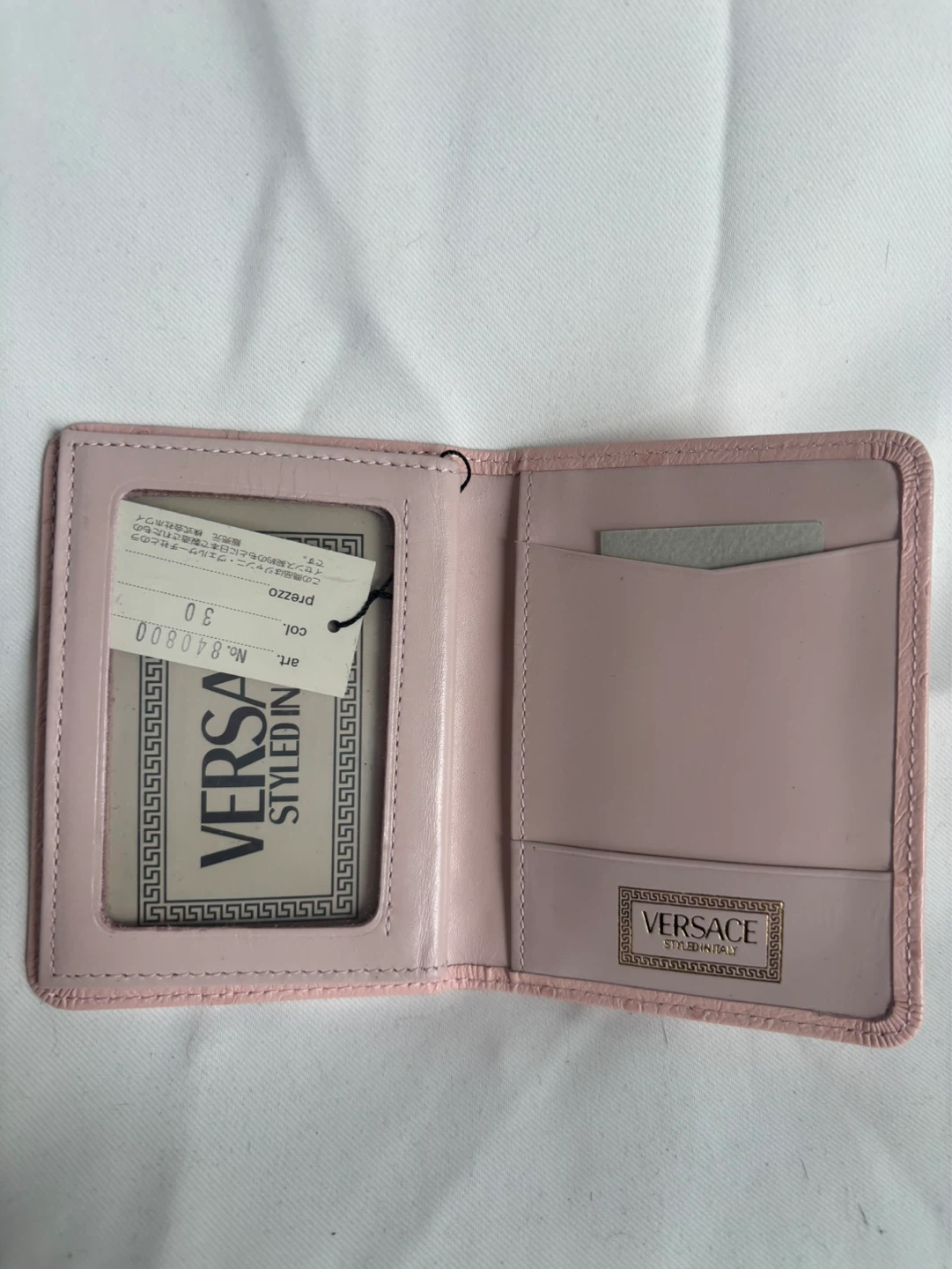 AUTHENTIC Versace Pink Ostrich Leather Card Holder with Mirror - photo 2