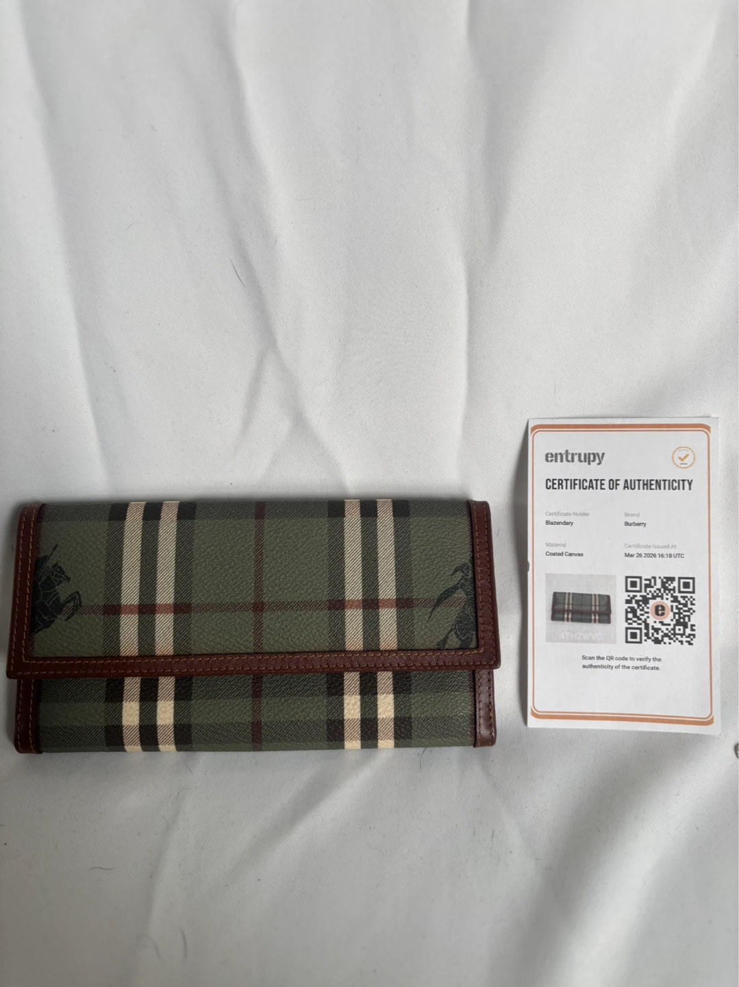 AUTHENTIC Burberry Haymarket Check Leather Wallet with Chain - photo 2