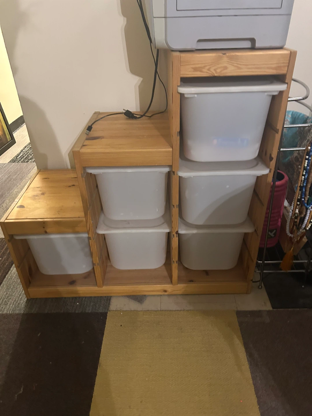 Wooden Storage Shelf with 6 Bins - photo 3
