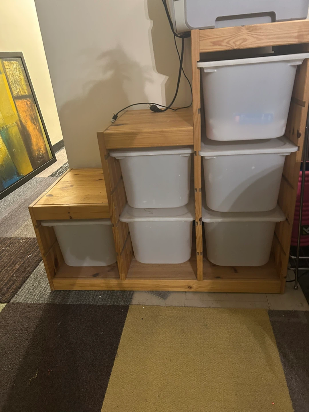 Wooden Storage Shelf with 6 Bins - photo 2