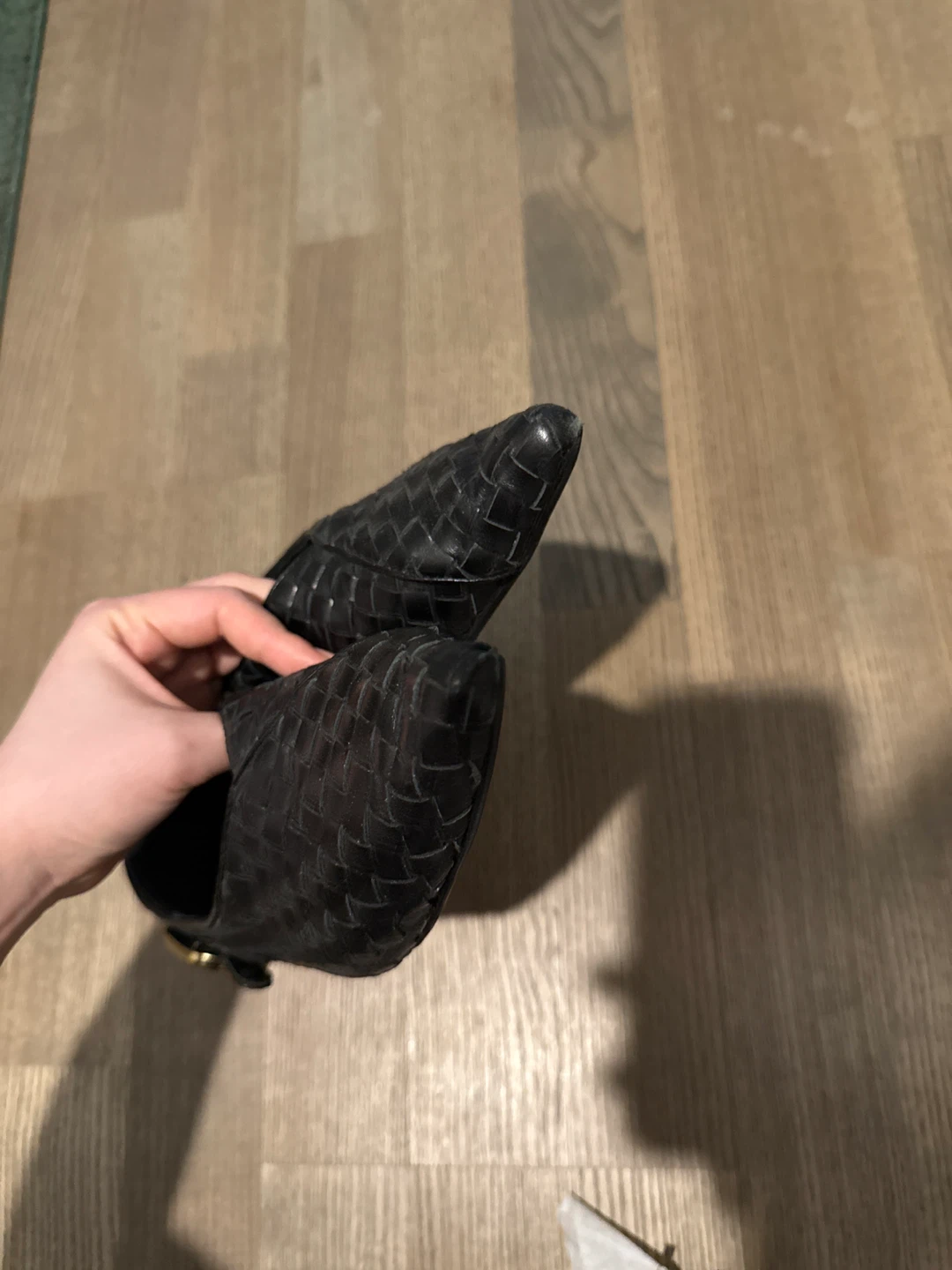 KAZANIYA real leather Black Woven Loafers with Buckle - photo 4