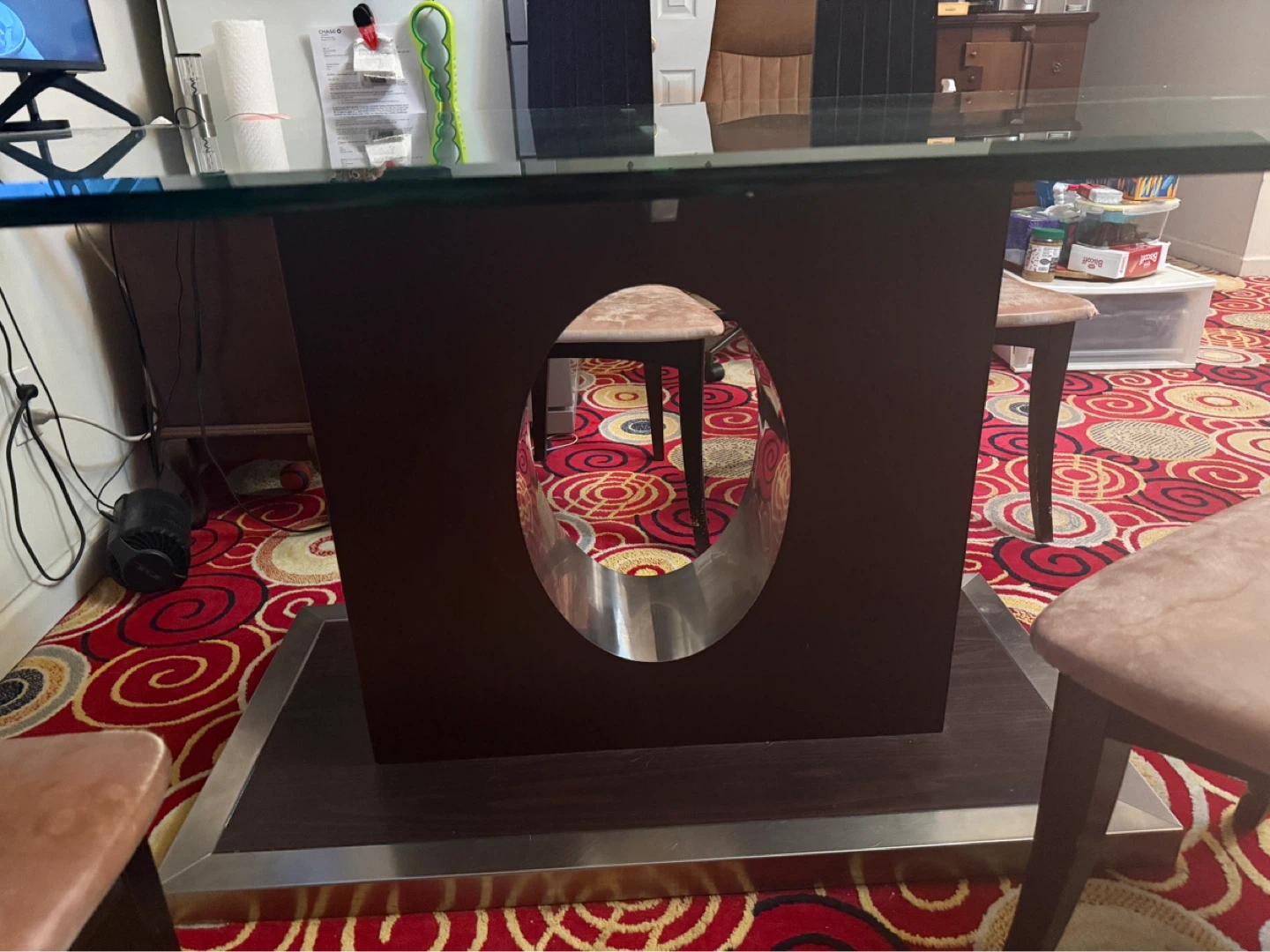 Glass Dining Table with Modern Base - photo 3