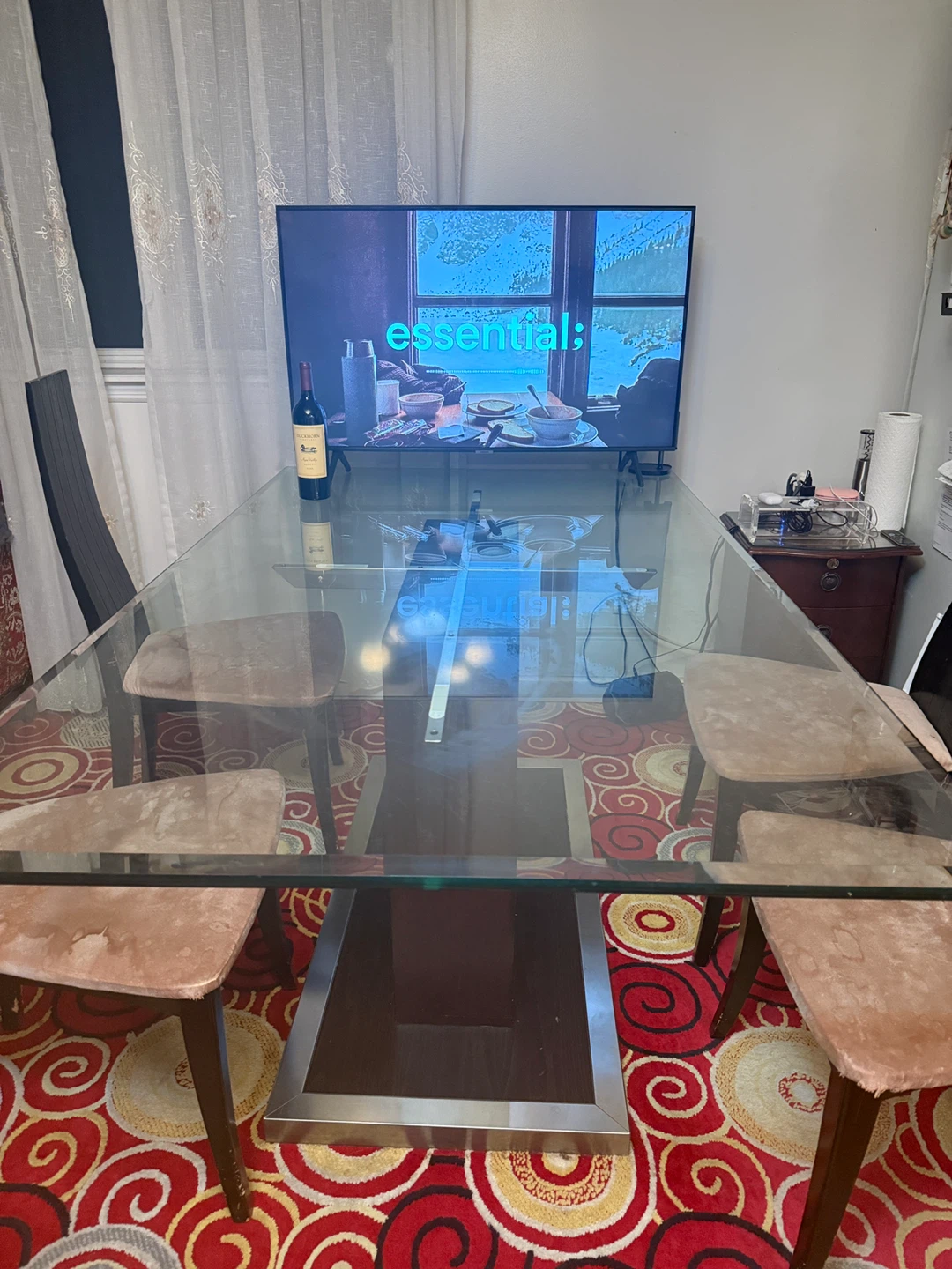 Glass Dining Table with Modern Base - photo 2