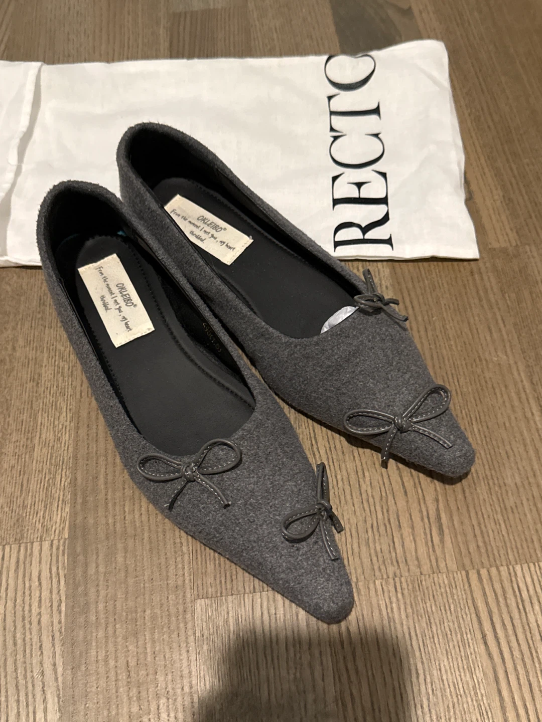 Like New Grey Ballet Flats with Bows