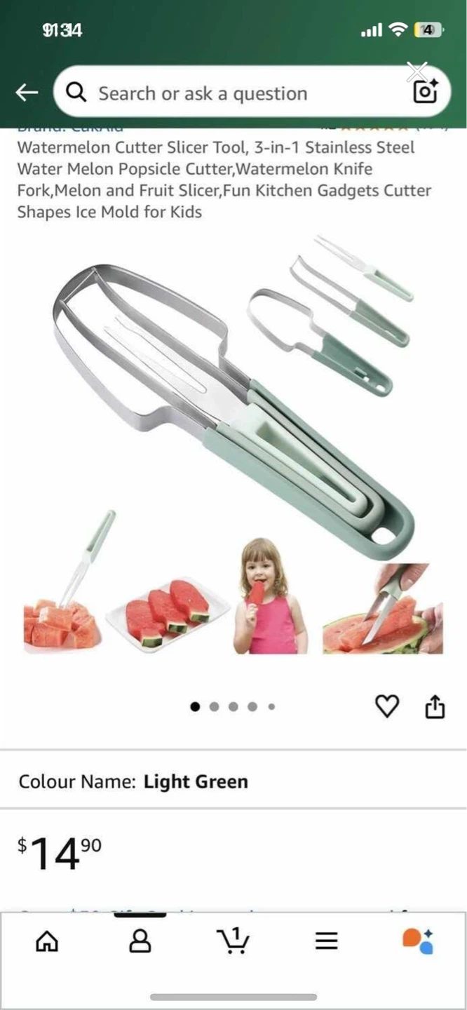 NEW! Watermelon Cutter Slicer Tool Set - Light Green