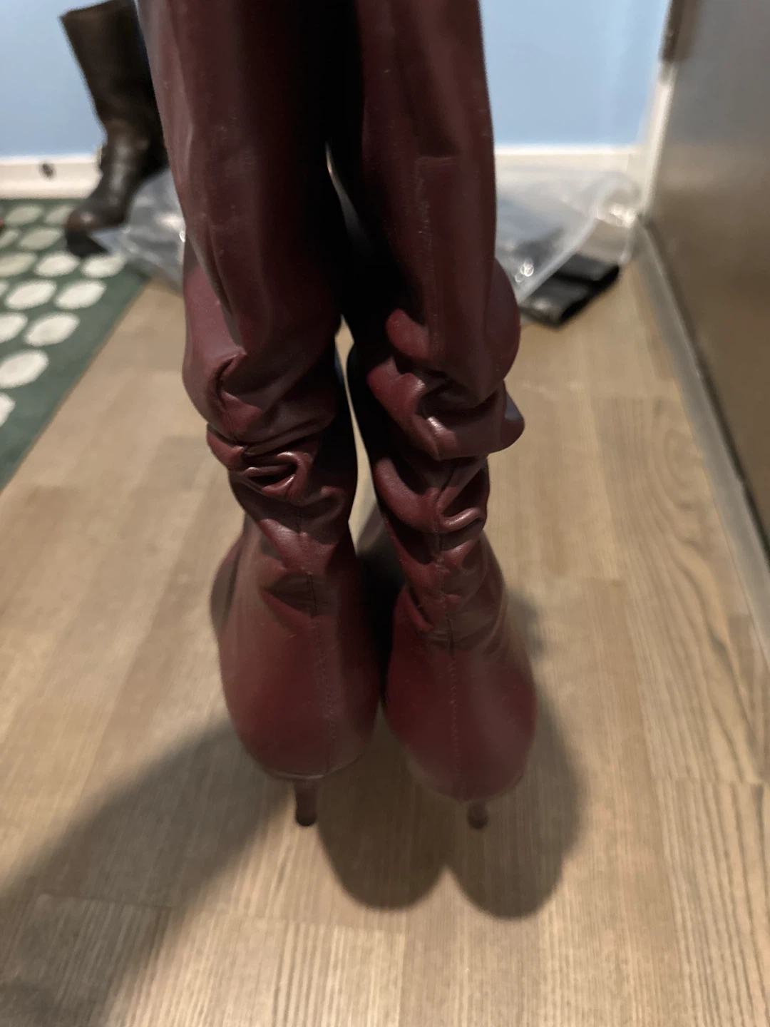 New Maroon Ruched Pointed Toe Heeled Boots - photo 5