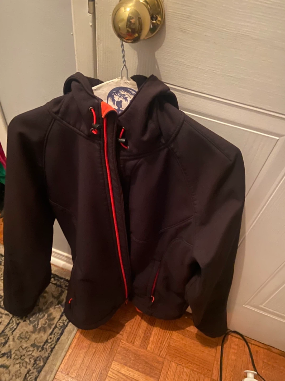 Black hooded  Jacket with Orange Accents