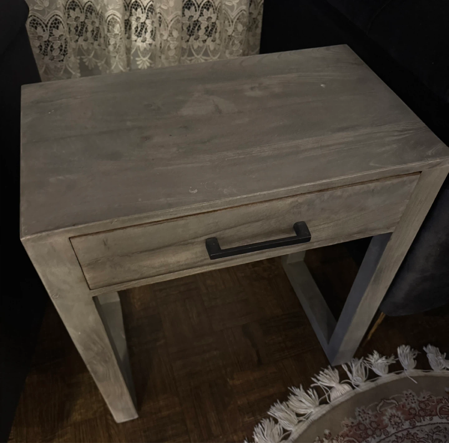 2 Grey Wood Side Table with Drawer - photo 2