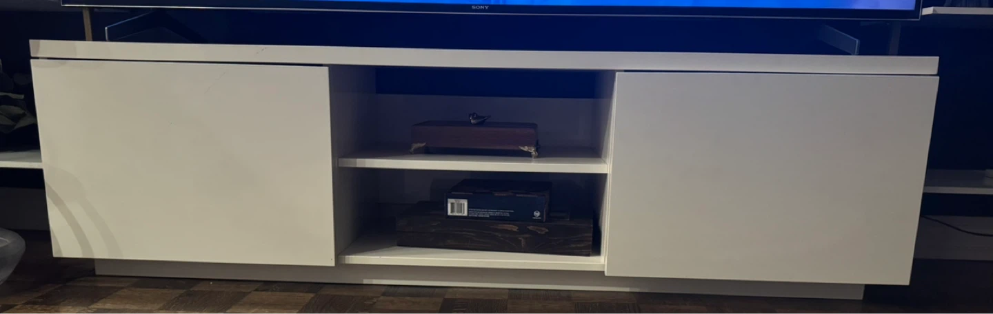 White TV Stand with Shelving