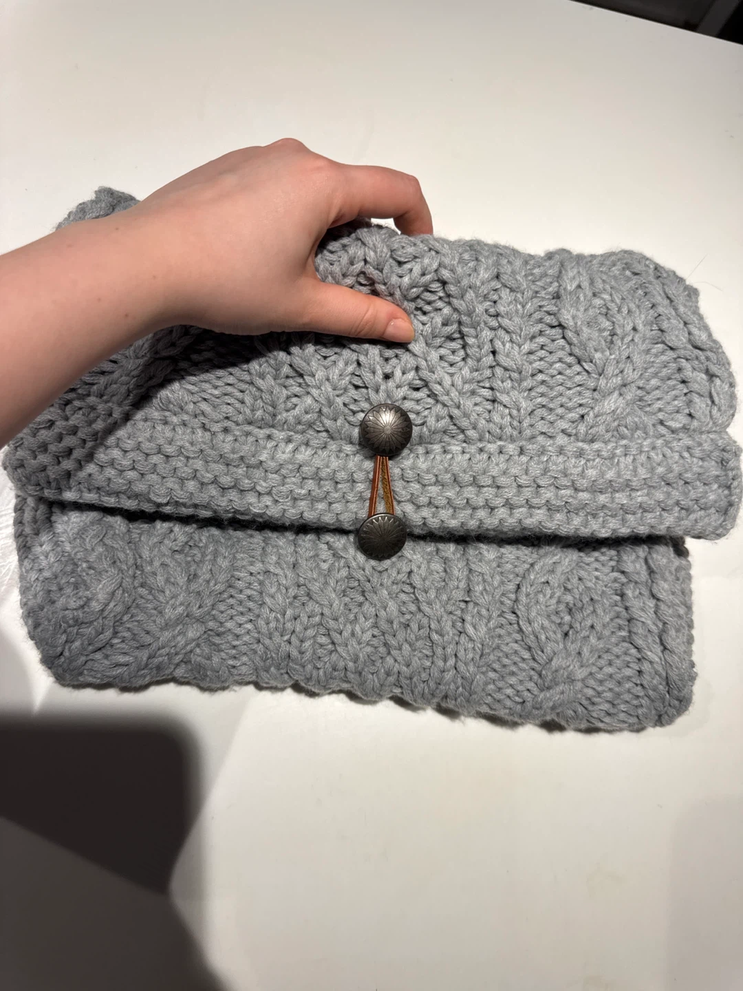 Grey Knitted Cowl Scarf/Neck Warmer - photo 5