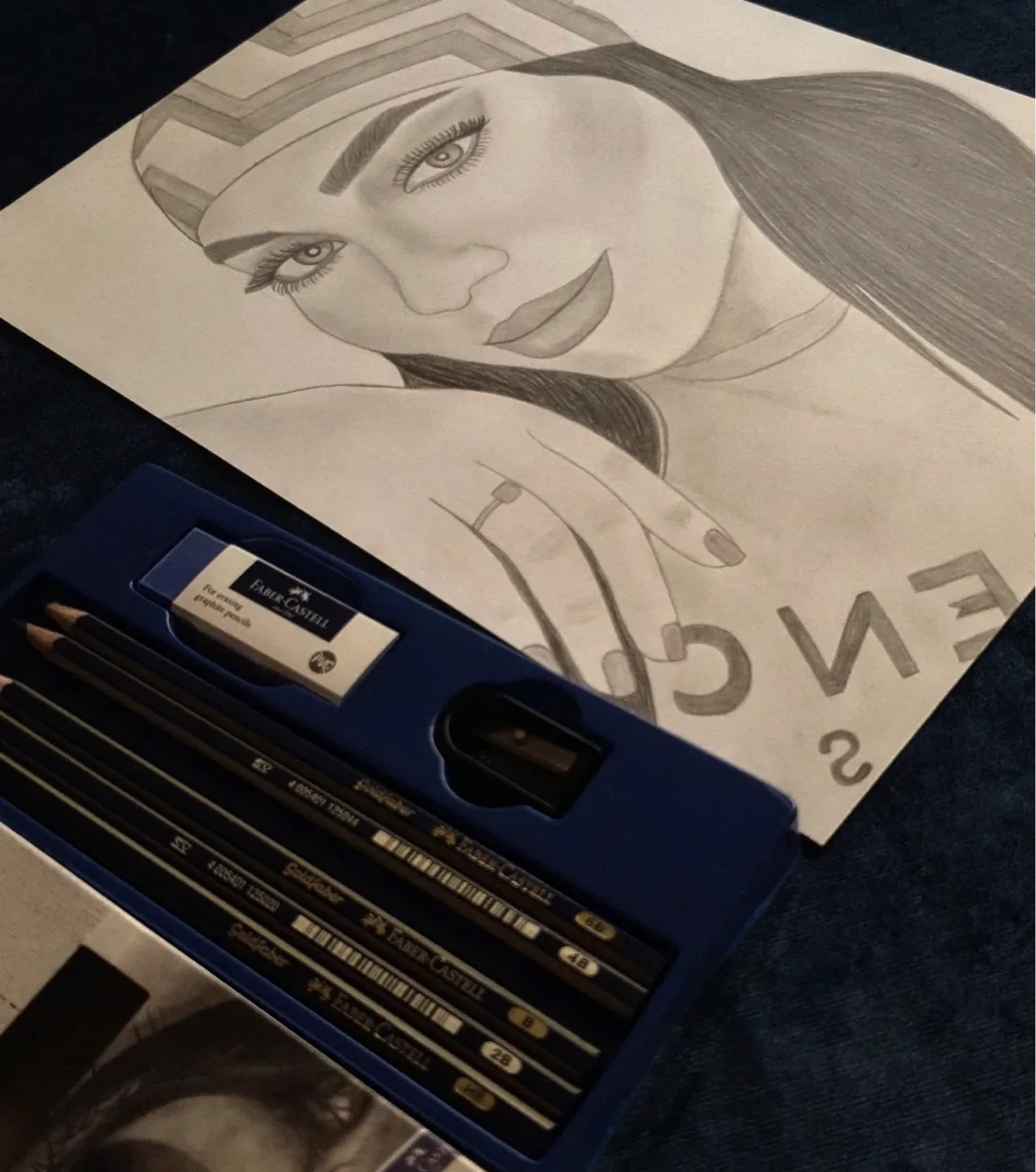 Luxurious portrait drawing graphite using
