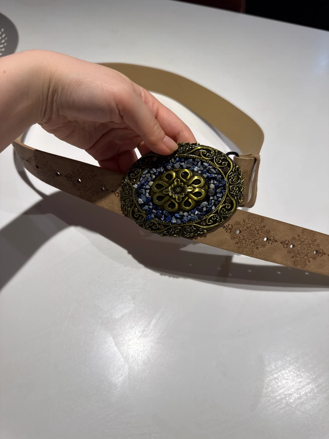 Women's Western Style Belt with Ornate Buckle