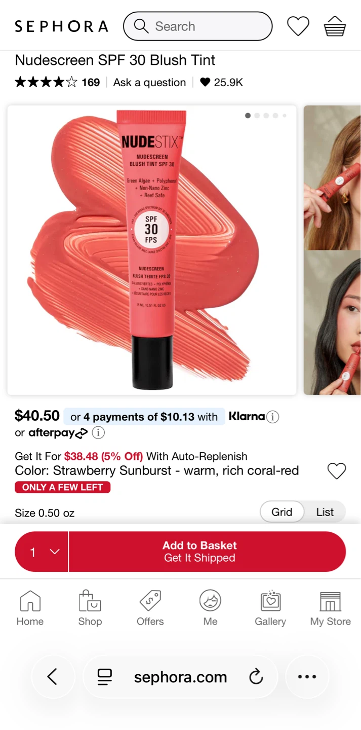 NUDESTIX Nudescreen Blush Tint SPF 30 - Strawberry Sunburst