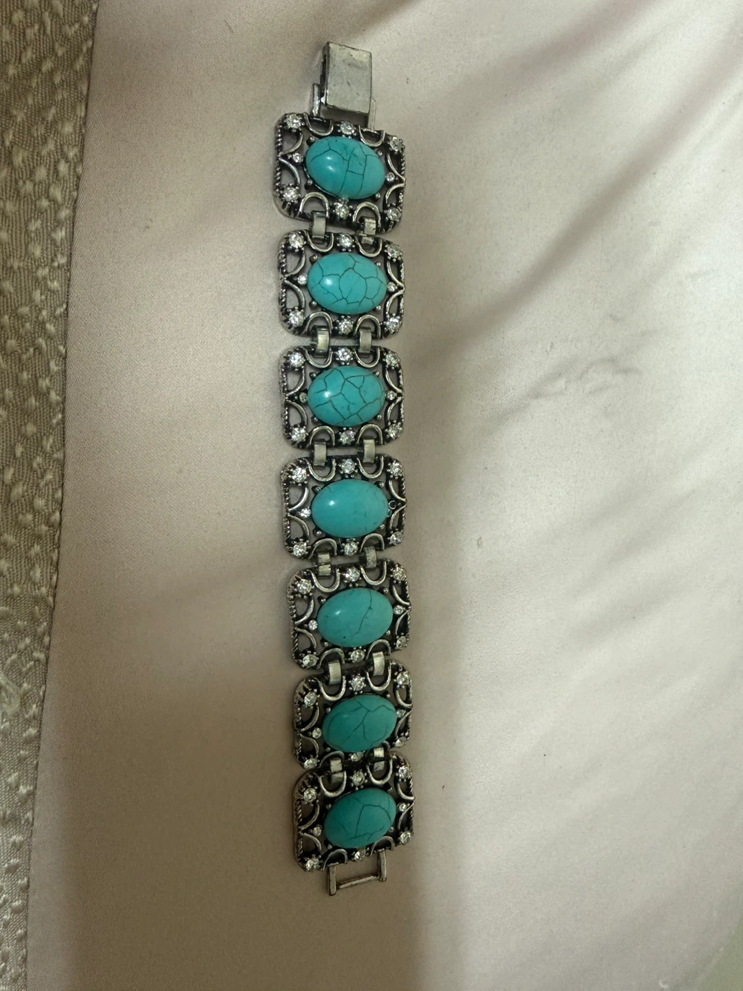 Turquoise and Rhinestone Bracelet