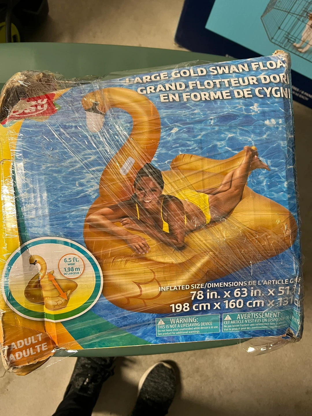 Large Gold Swan Inflatable Pool Float 78" x 63" - photo 2