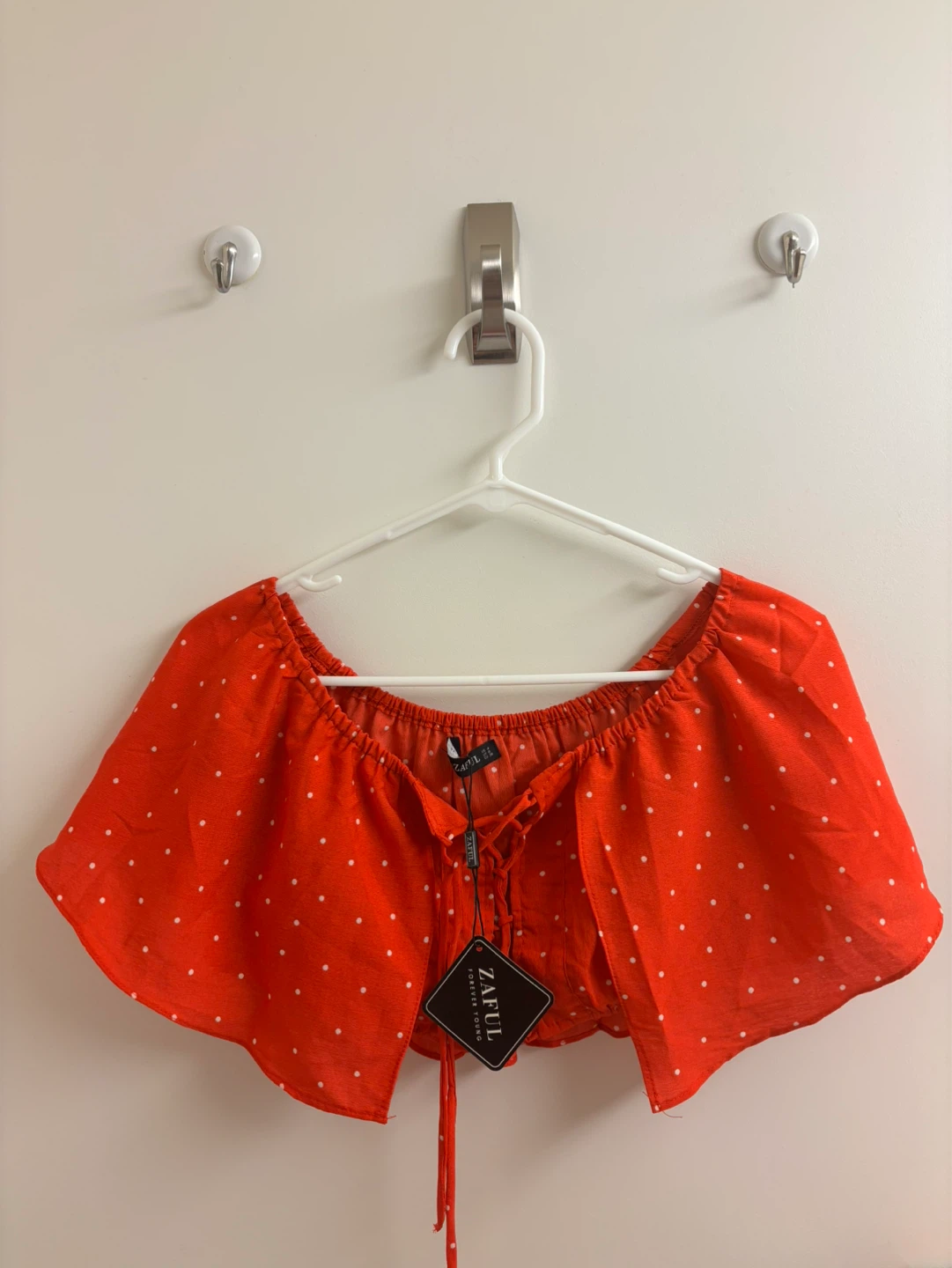 New With Tag Zaful Red Polka Dot Off-the-Shoulder Top