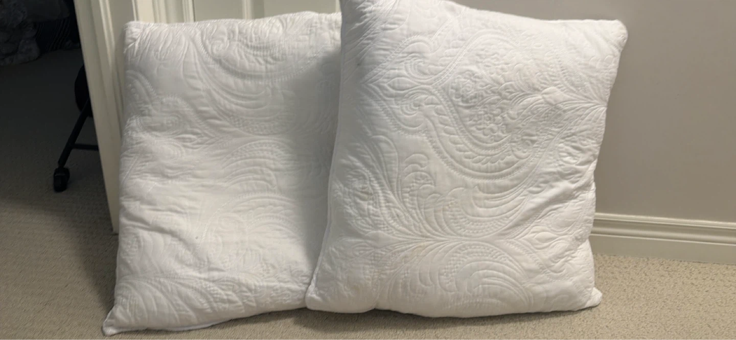 Two White Decorative Pillows