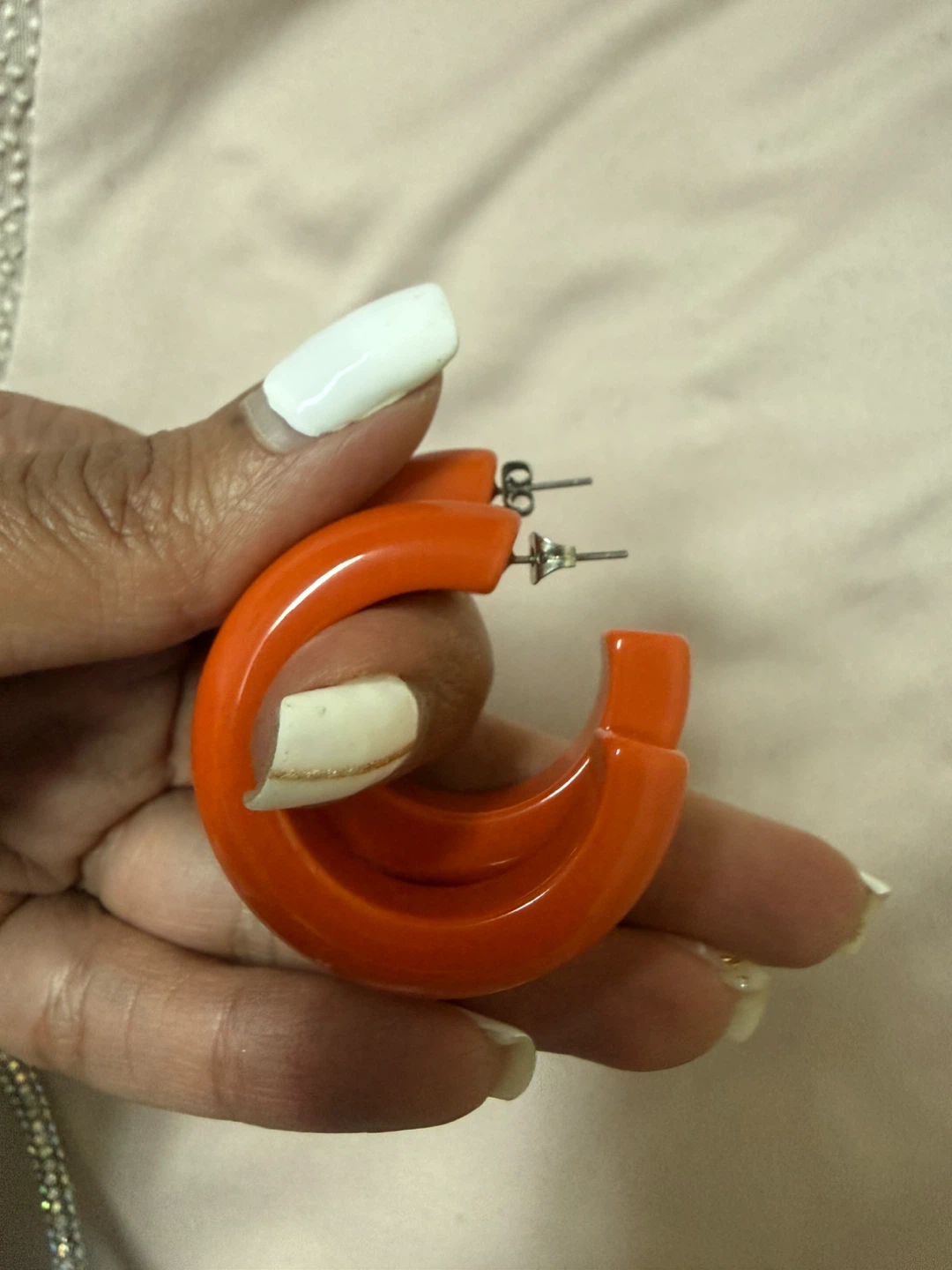 Orange Hoop Earrings- Free when you buy any other jewelry item - photo 2