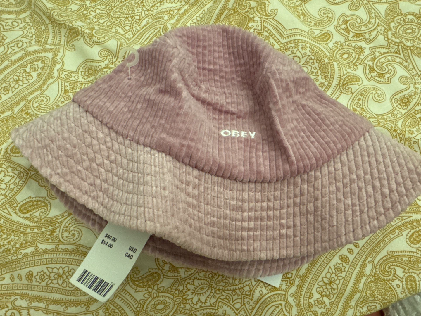 Obey Pink Corduroy Bucket Hat